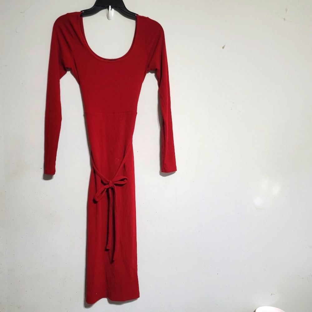 Forever 21 Womens Dress Size Medium Stretch Burgundy Maroon Wine Fall‎ Ribbed